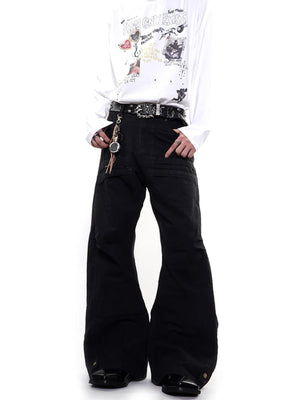 Pantalones barrel plisados – en modelo, Negro frontal | XoKool