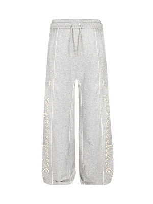 Retro Pearl Design Casual Straight Pants - thumbnail 2