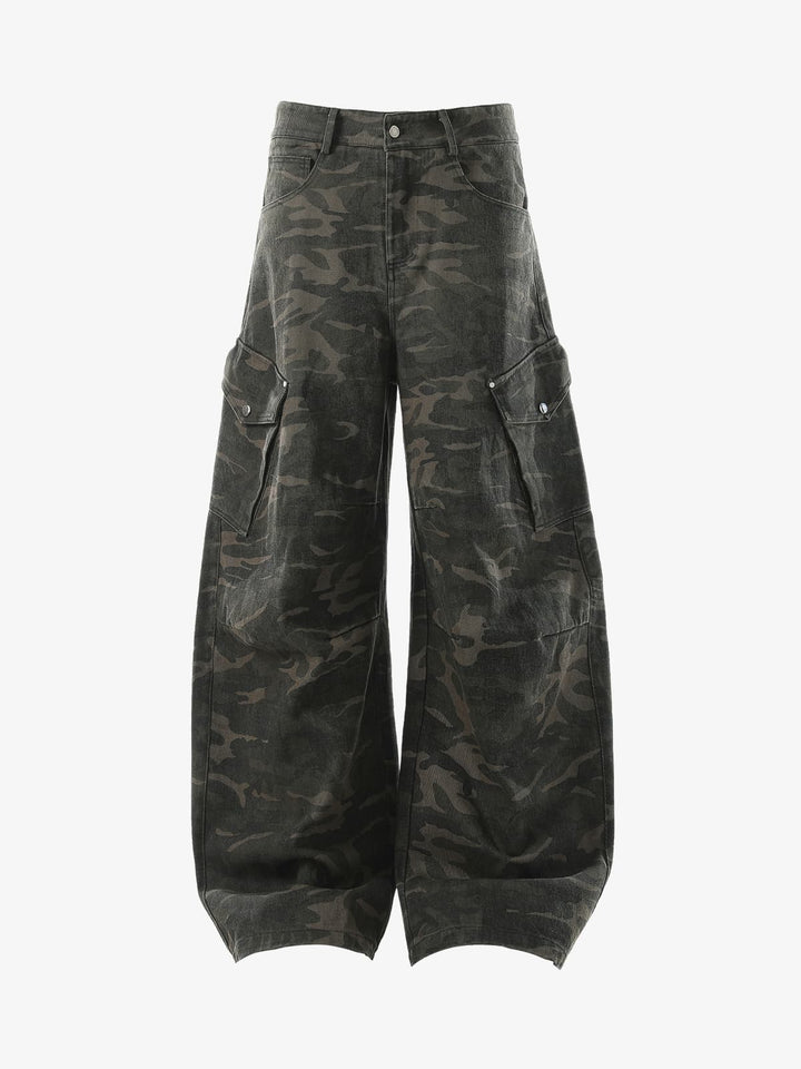 Dark Camo Barrel Cargo Pants