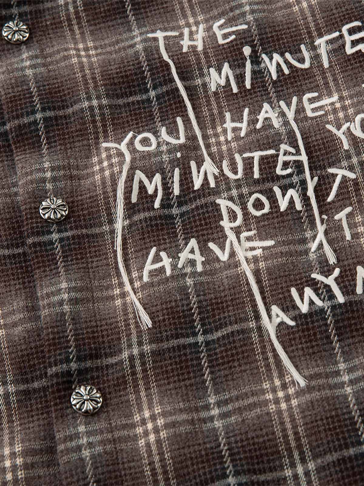 Cotton Street Distressed Plaid Faux Two-Piece Shirt - image 5