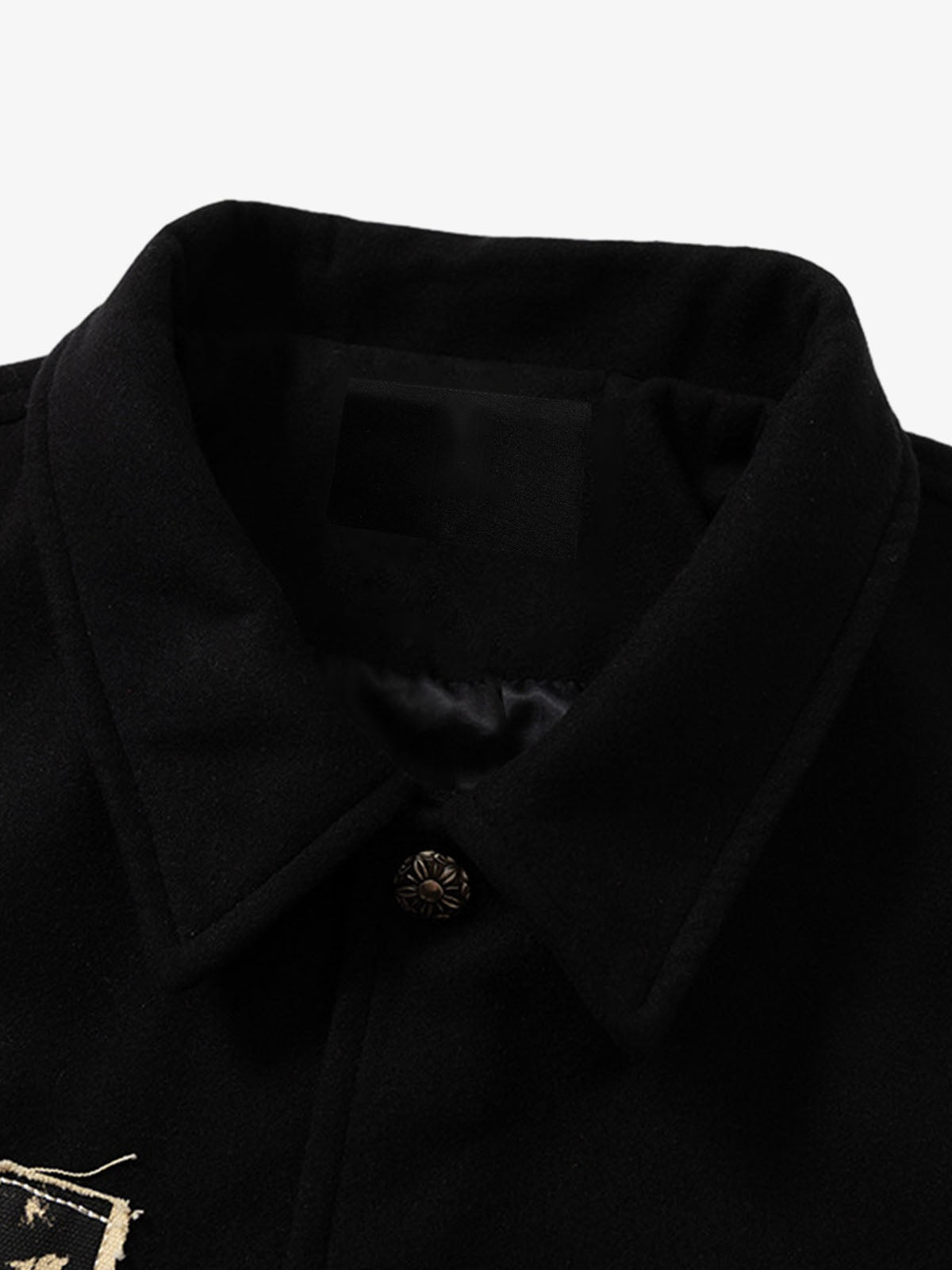 Black and Red Varsity Jacket – collar close-up | XoKool