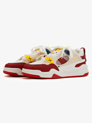Retro Chunky Sneaker – Rot, Paar schräg | XoKool