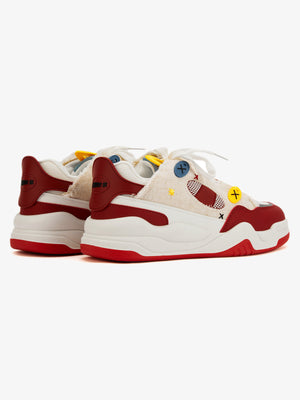 Retro Chunky Sneaker – Rot, Paar von hinten schräg | XoKool