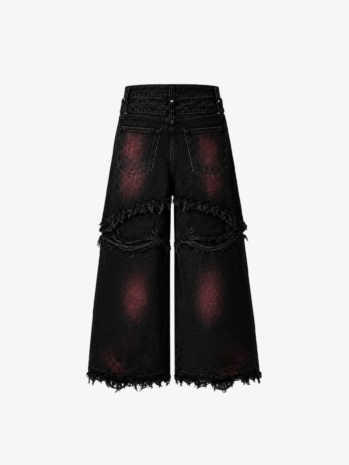 Cargo Jeans mit rotem Fade – Rückseite flach | XoKool