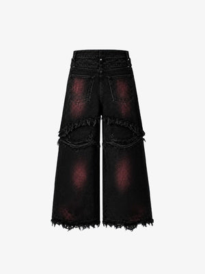 Cargo Jeans mit rotem Fade – Rückseite flach | XoKool
