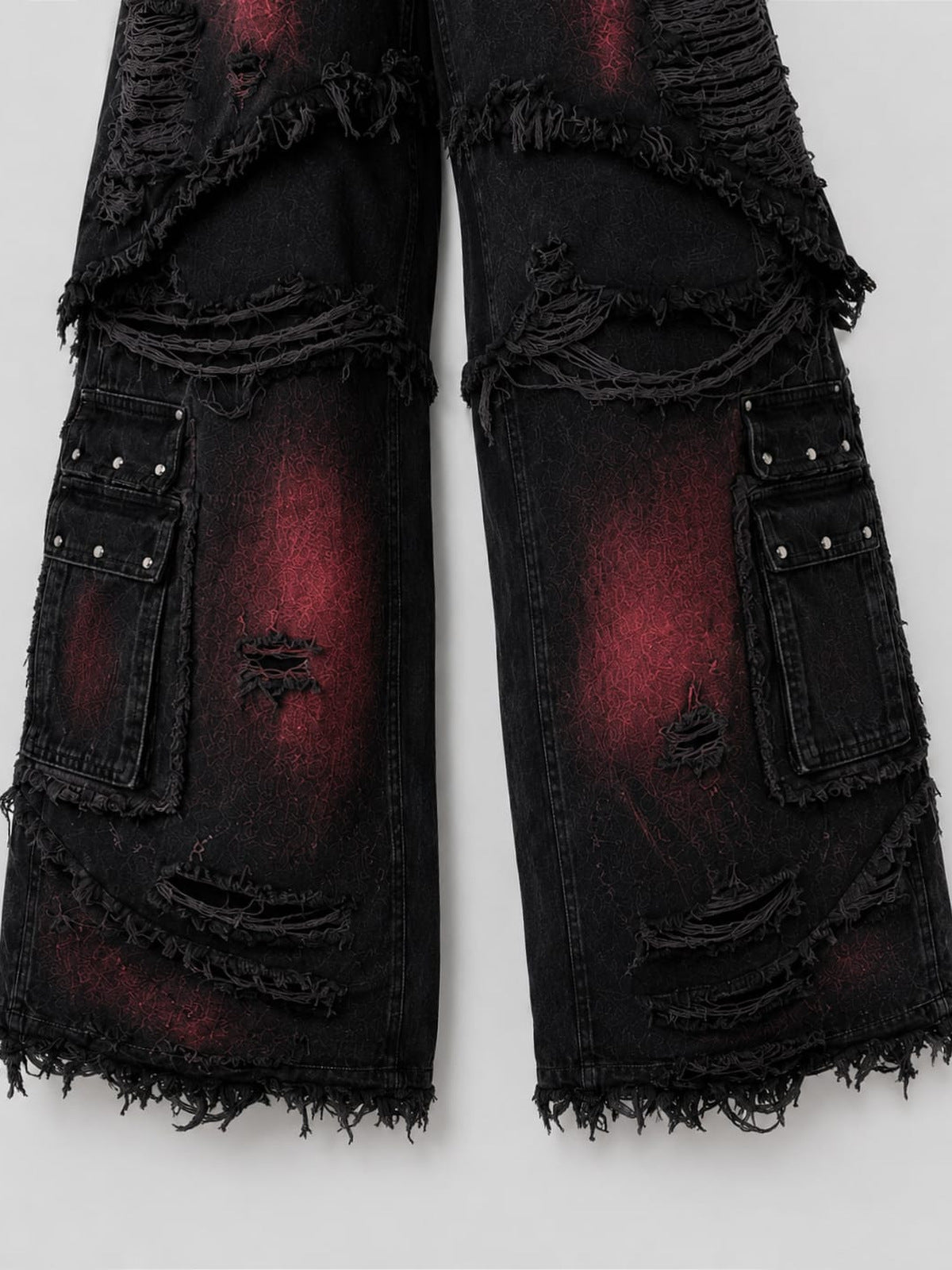 Cargo Jeans mit rotem Fade – Detailansicht | XoKool