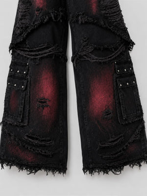 Cargo Jeans mit rotem Fade – Detailansicht | XoKool