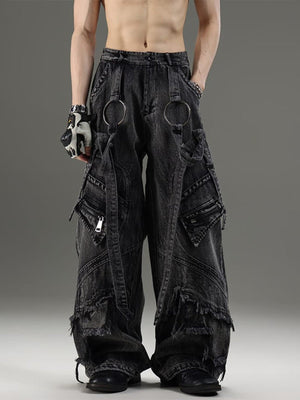 Schwarze Cargo Jeans – am Model, vorne | XoKool