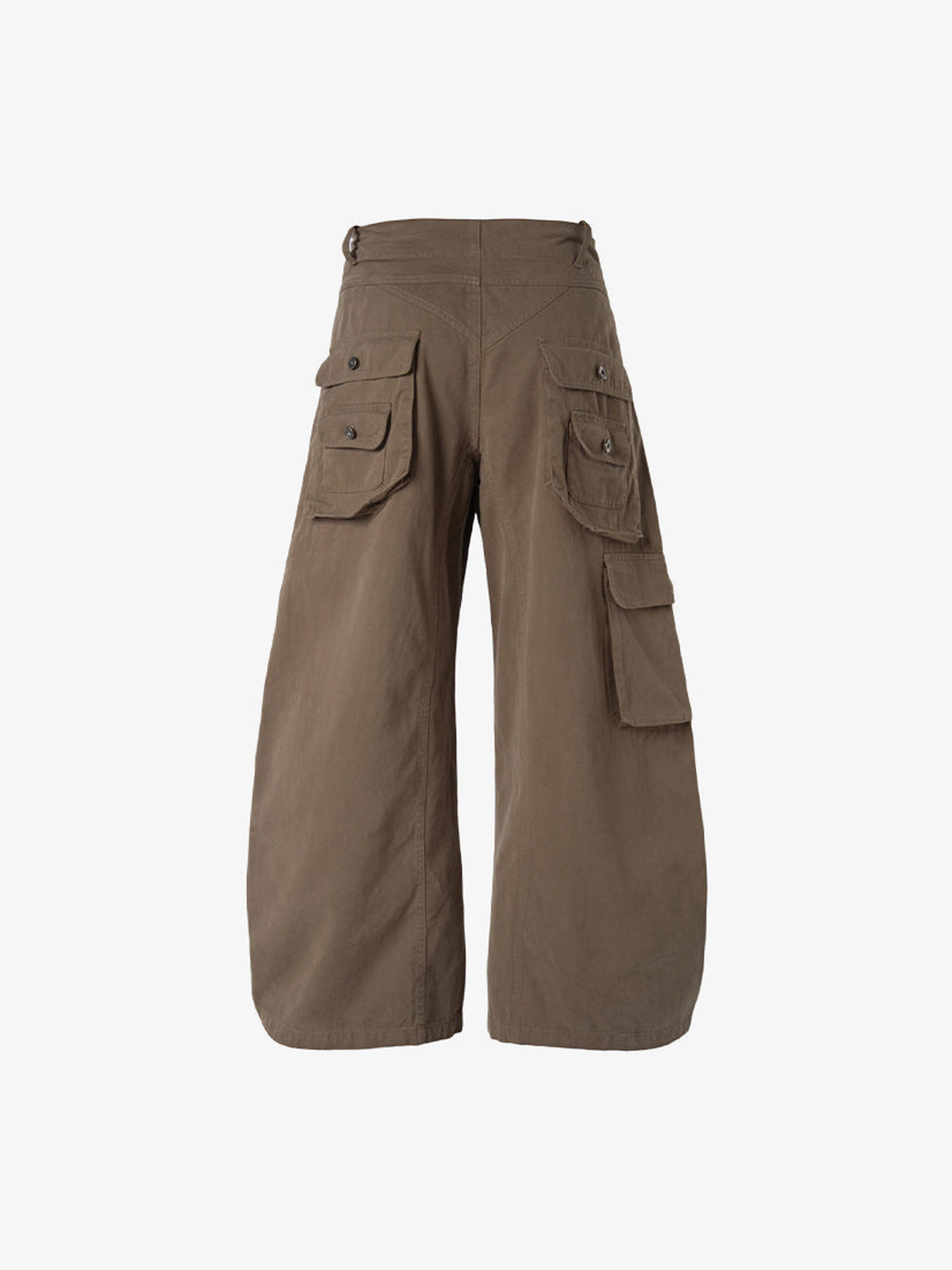 Baggy cargo pants – Olive Brown, back flat | XoKool