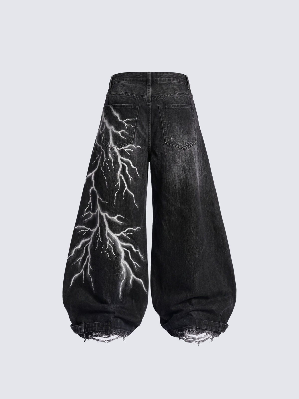 Lightning Print Baggy Jeans – back flat lay | XoKool