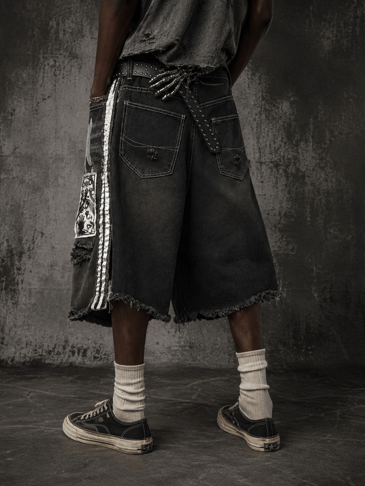 Black jorts – on model, back crop | XoKool