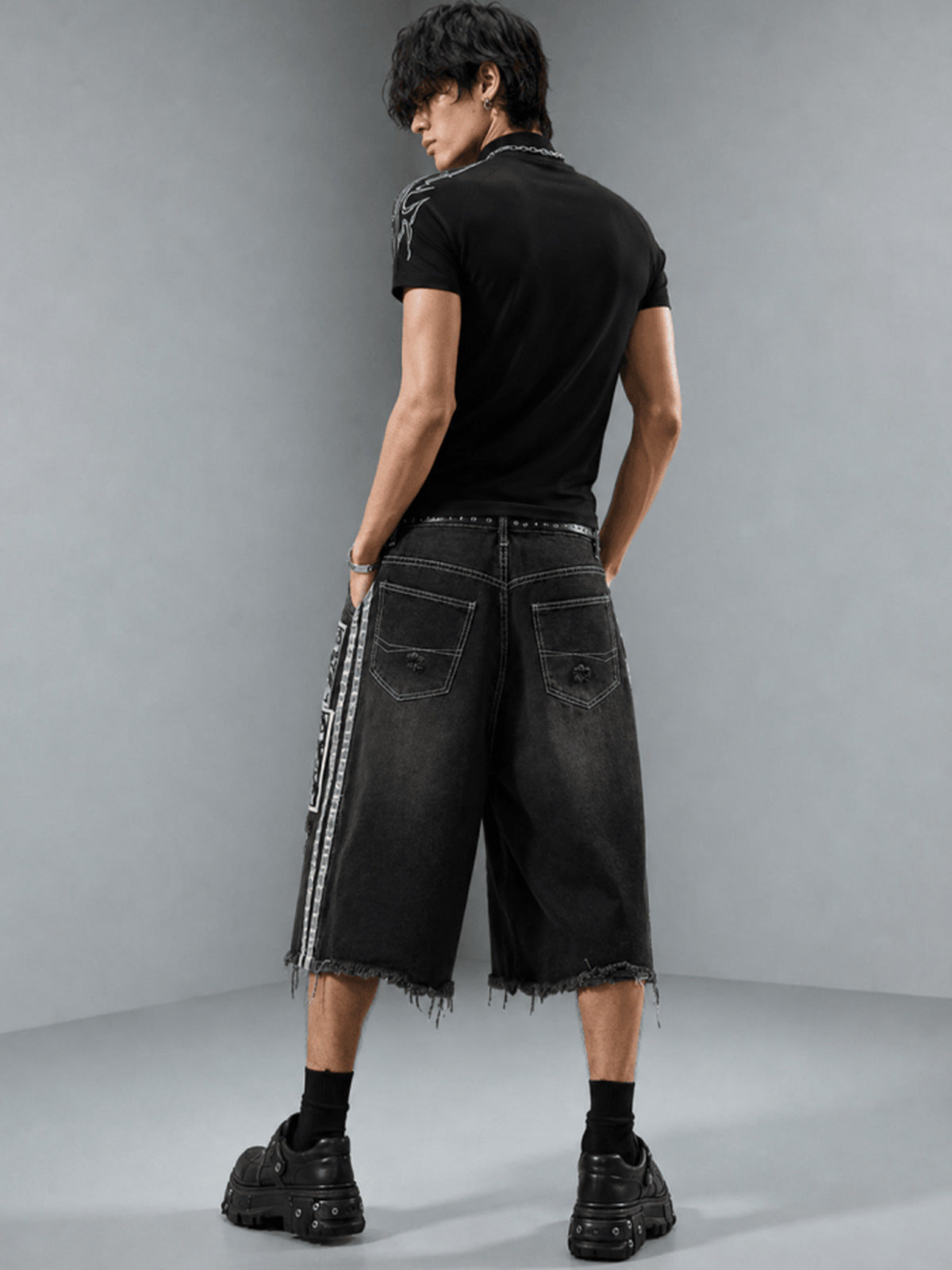 Black jorts – on model, back | XoKool