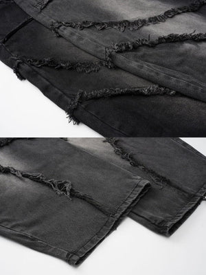 Schwarze Barrel Jeans – Detail von ausgefranster Naht und Saum | XoKool
