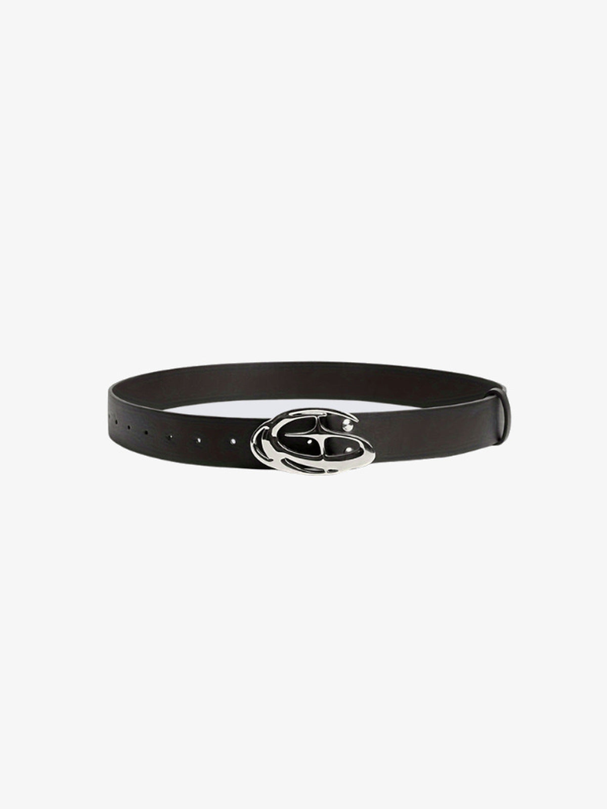 Cinturón negro con hebilla oval calada – vista completa del cinturón (se ve marrón oscuro) | XoKool