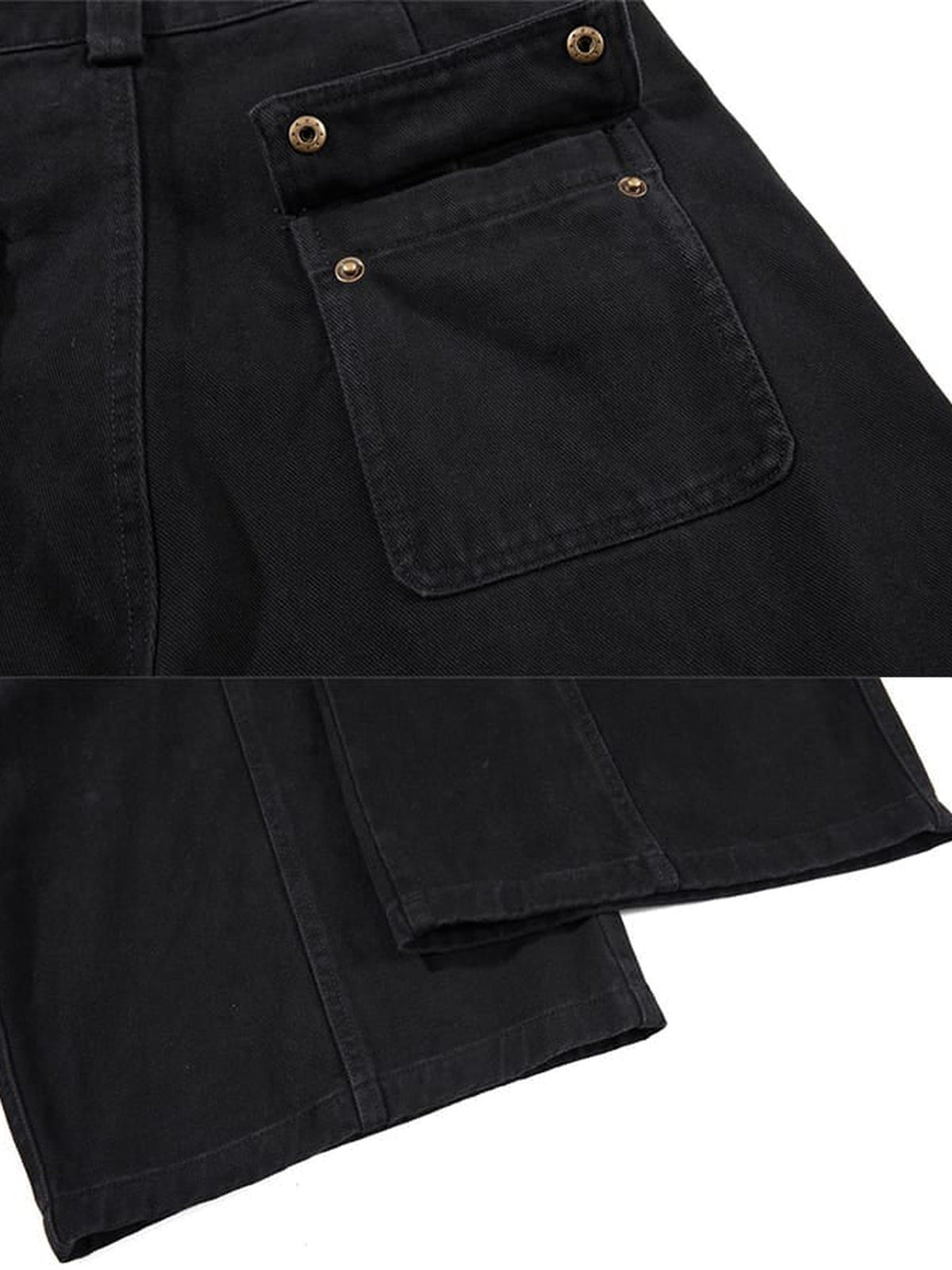 Cargo pants – Black back pocket and hem close-ups | XoKool