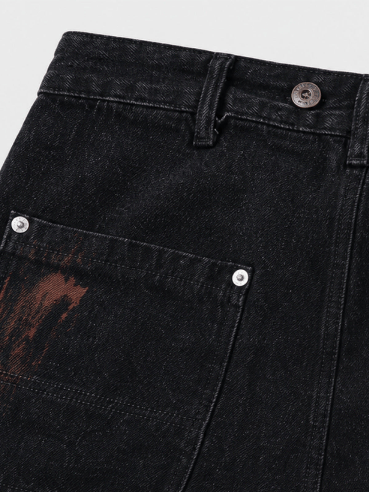 Studded flame jorts – waist + pocket close-up | XoKool