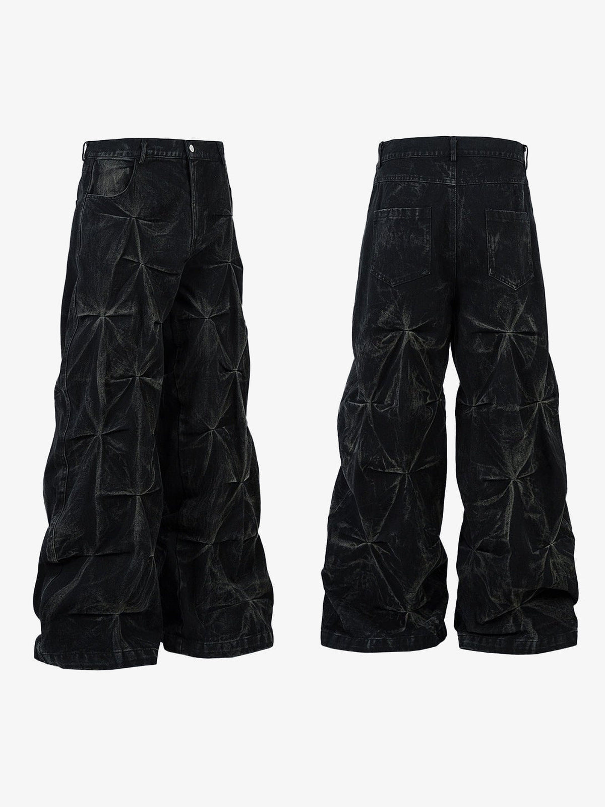Crinkle Baggy Jeans – front and back side by side | XoKool