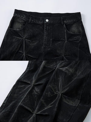 Crinkle Baggy Jeans – waistband & texture close-up | XoKool