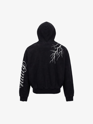 Zip Hoodie mit Blitz – Schwarz, Rückansicht | XoKool