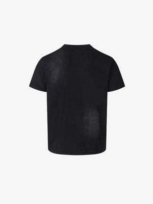 Black Cross T-Shirt with Red Cut-Out and Rivets – back flat view | XoKool