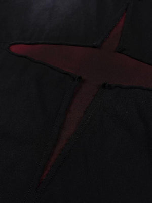 Cross cut-out tee – red cross cut-out close-up | XoKool