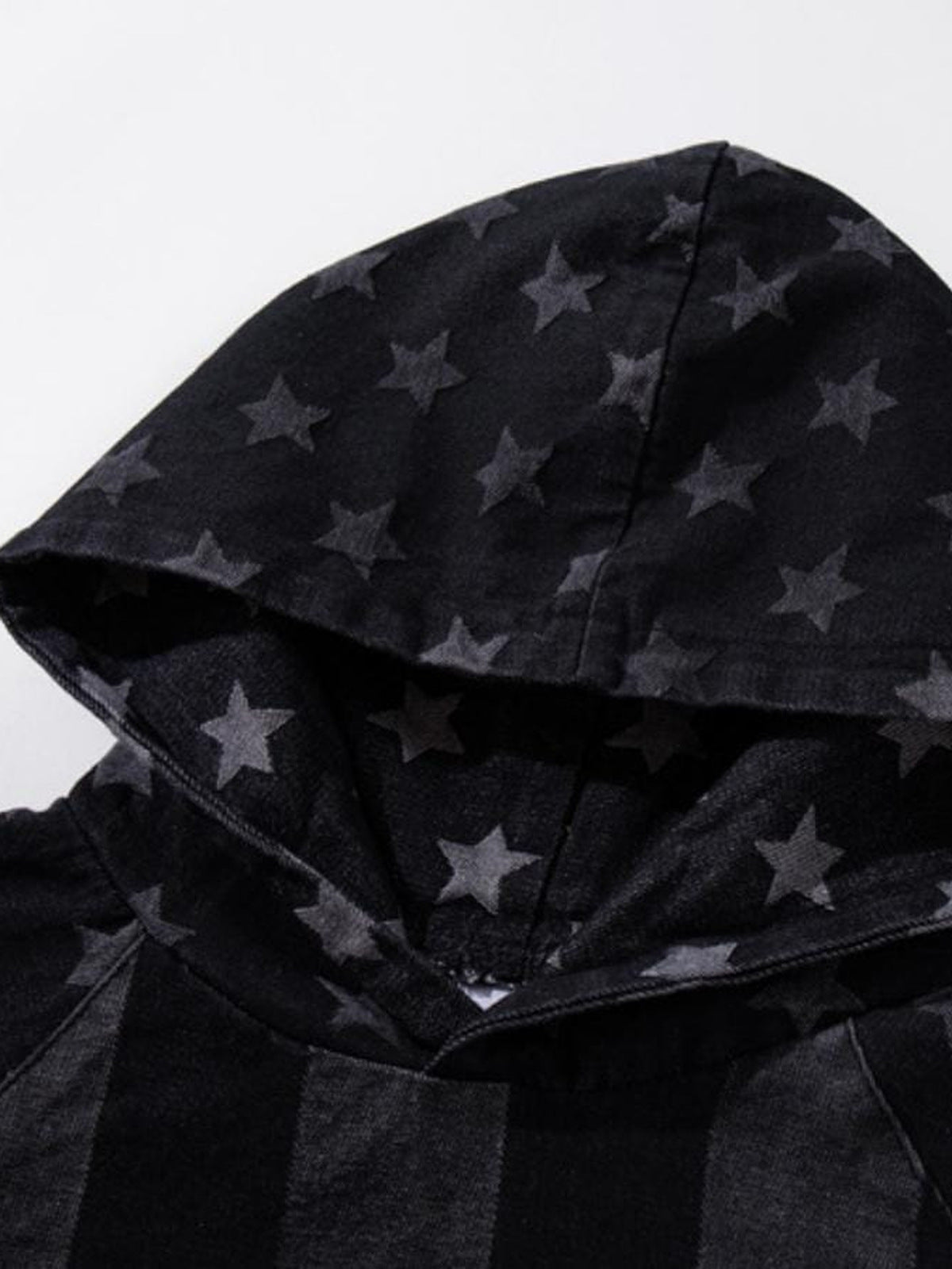 Denim hoodie – hood flat close-up | XoKool