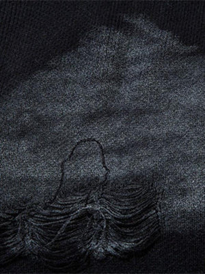 Chain Pullover – Nahaufnahme von Spray Wash und Riss | XoKool