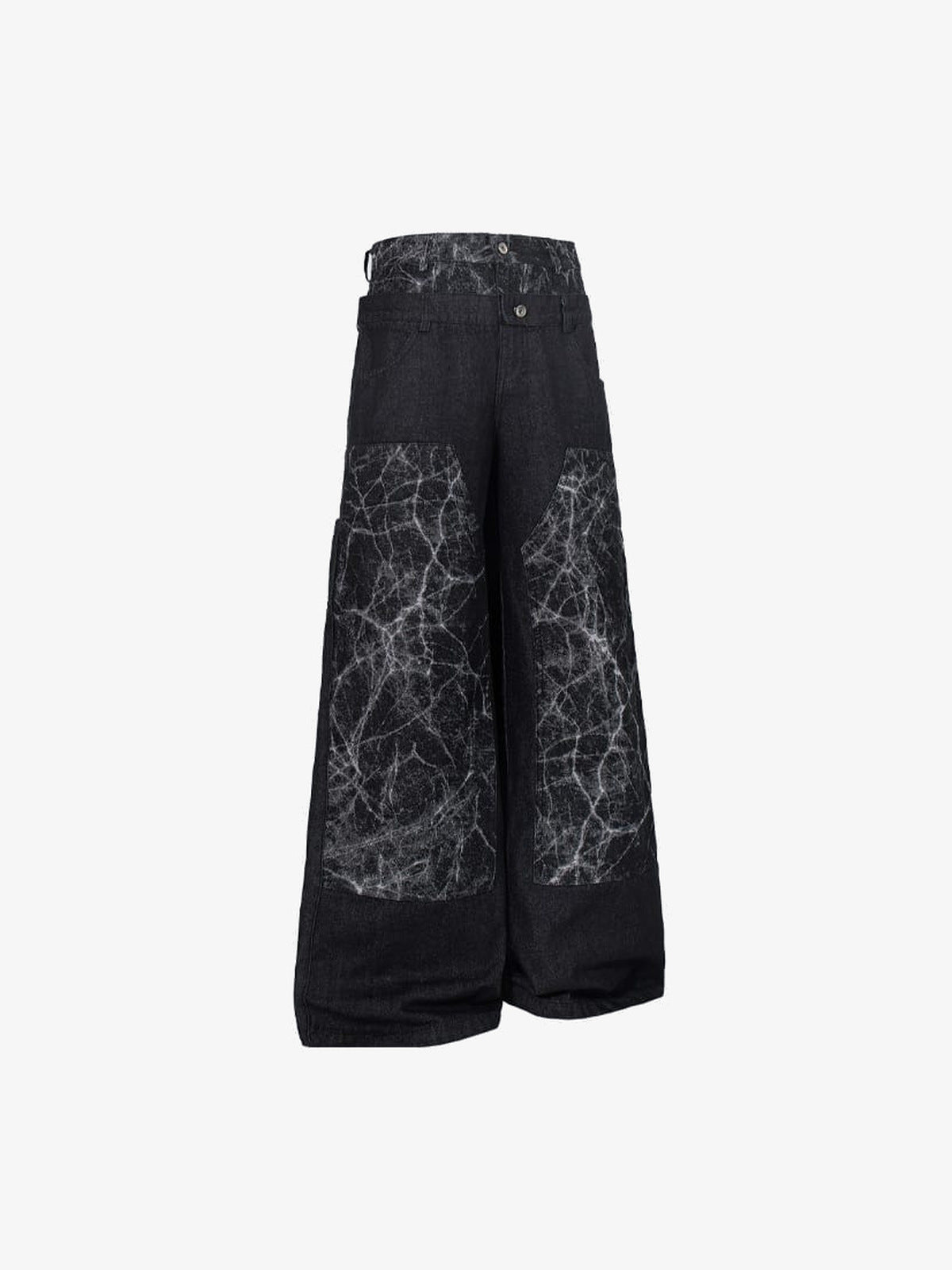 Marmor-Print Jeans – seitlich, Flat Lay | XoKool