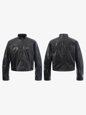 Chaqueta cafe racer de cuero sintético – frente y espalda, lado a lado | XoKool