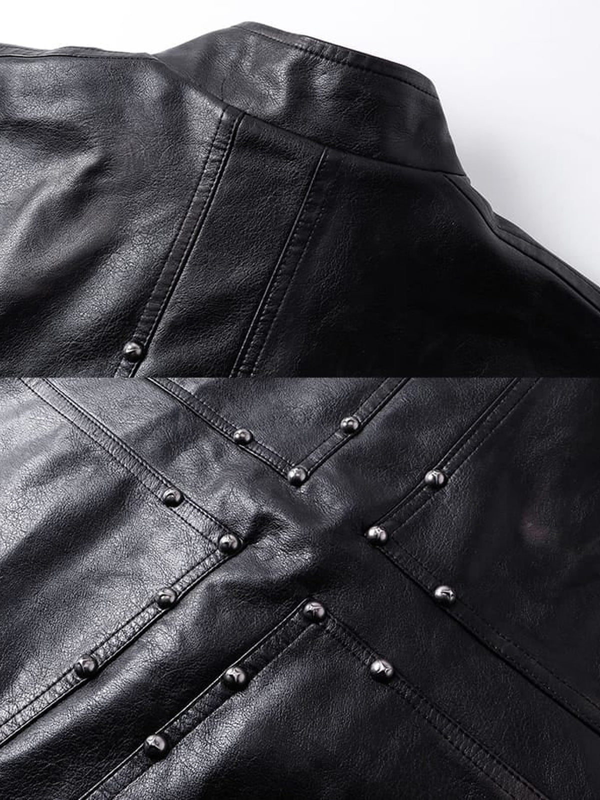 Chaqueta cafe racer de cuero sintético – detalles de hombro y espalda con tachas | XoKool