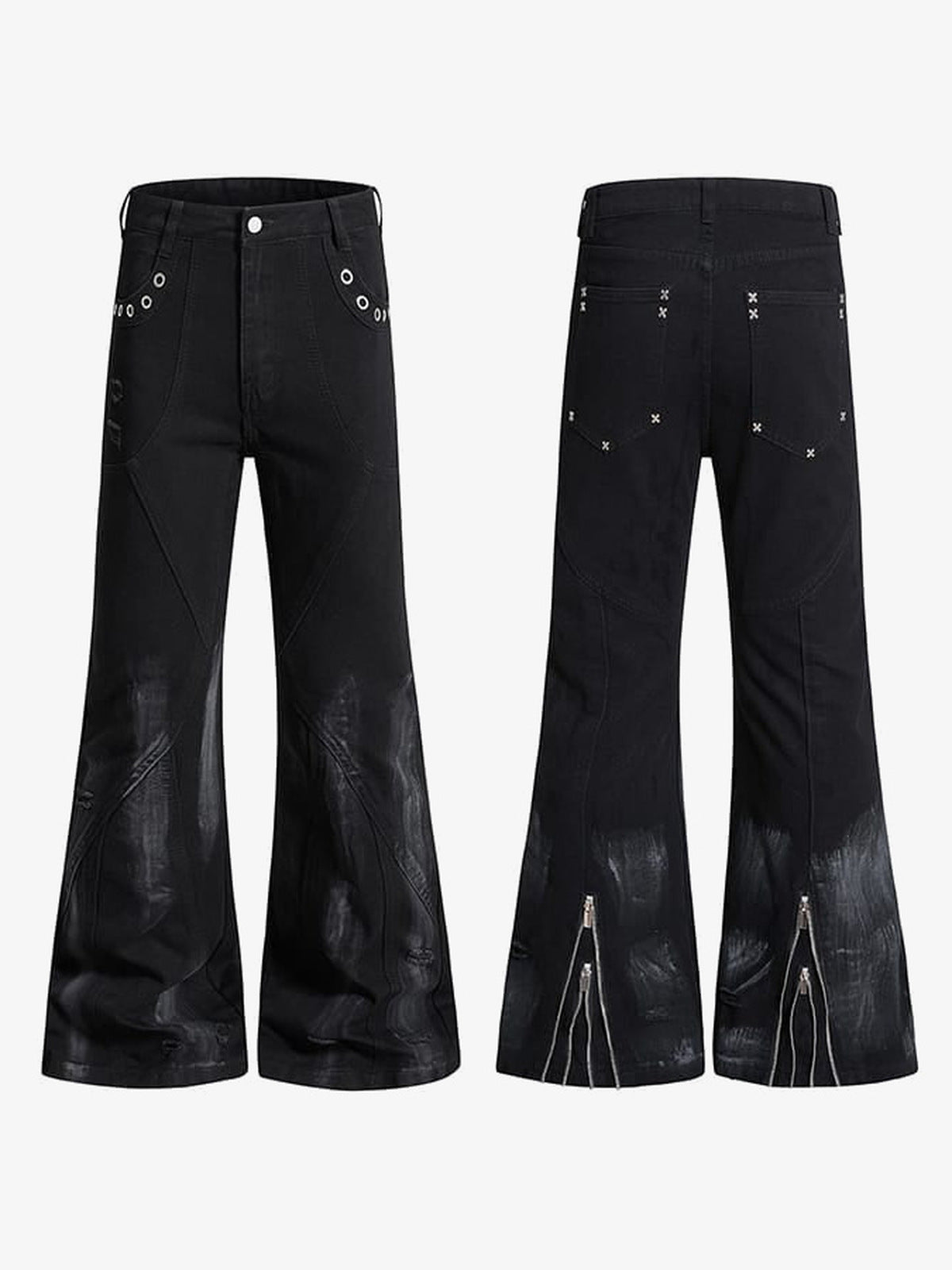 Black Flare Jeans – front and back side by side | XoKool
