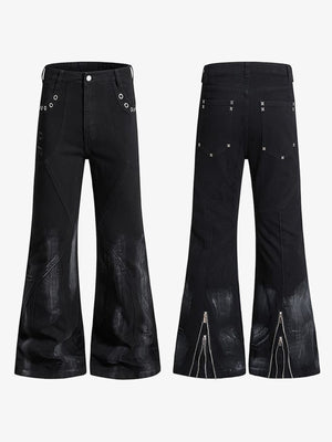 Black Flare Jeans – front and back side by side | XoKool