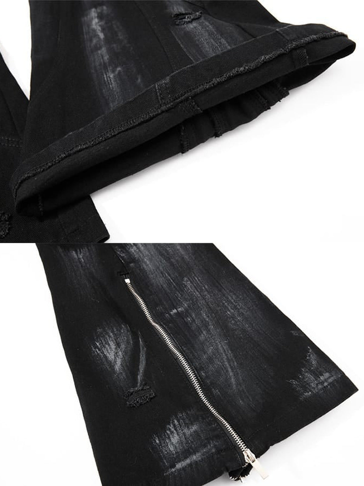 Black Flare Jeans – hem & zip close-up | XoKool