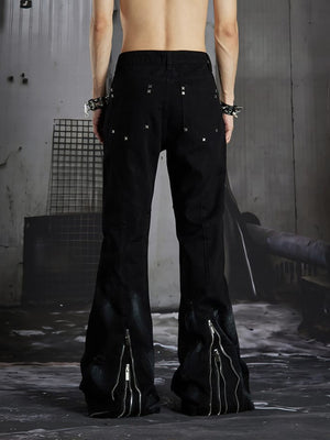 Black Flare Jeans – on model, back | XoKool