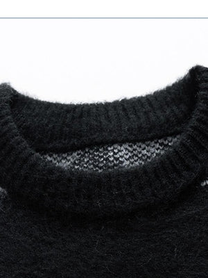 Suéter jacquard peludo – primer plano del interior del cuello | XoKool