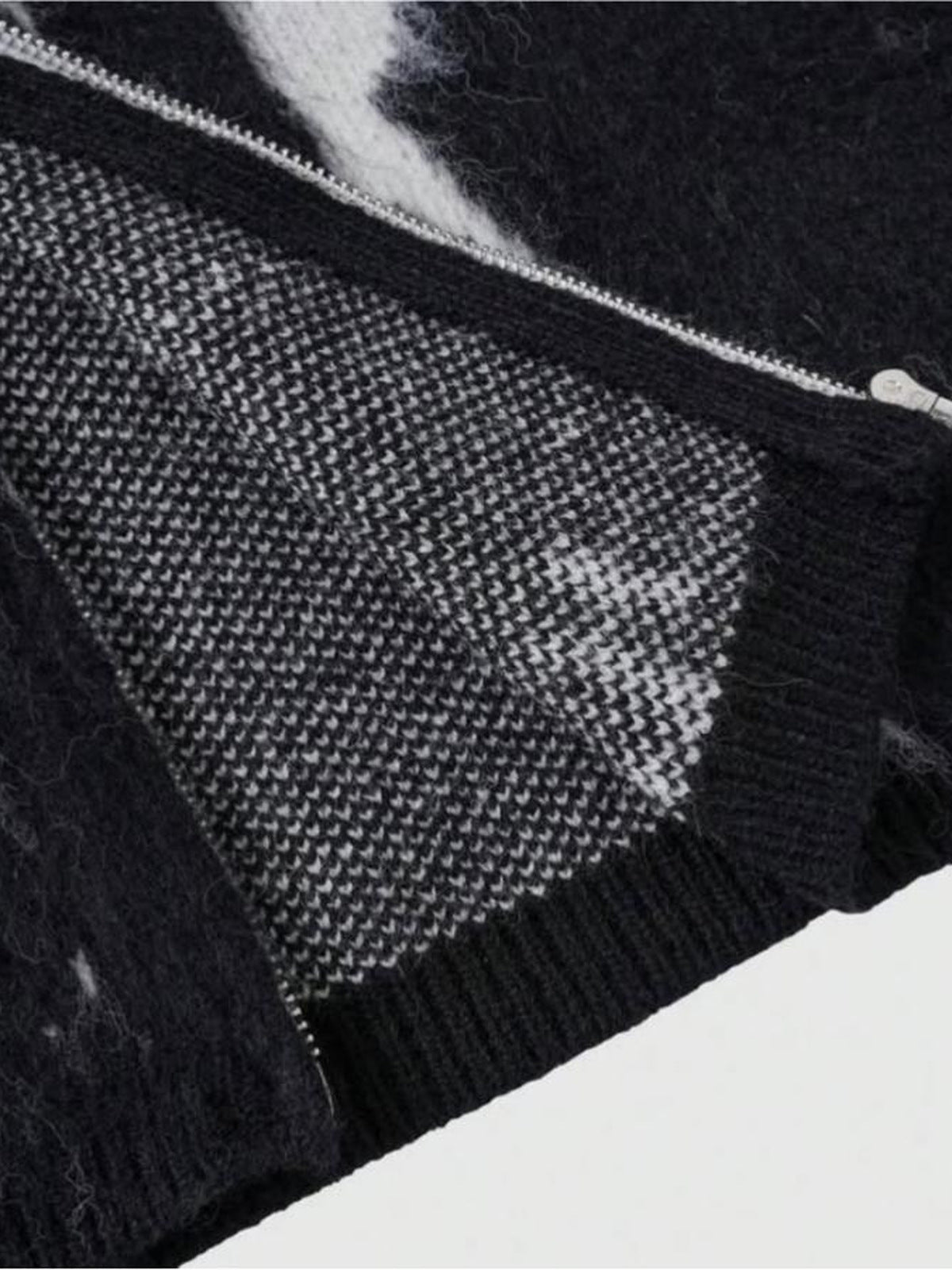 Strick Zip Hoodie – Innenseite aus Strick und Reißverschluss Nahaufnahme | XoKool