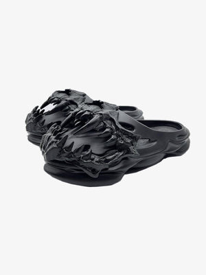 Black Gothic Clogs with Sculpted Claw Upper – Black clogs, angled pair | XoKool