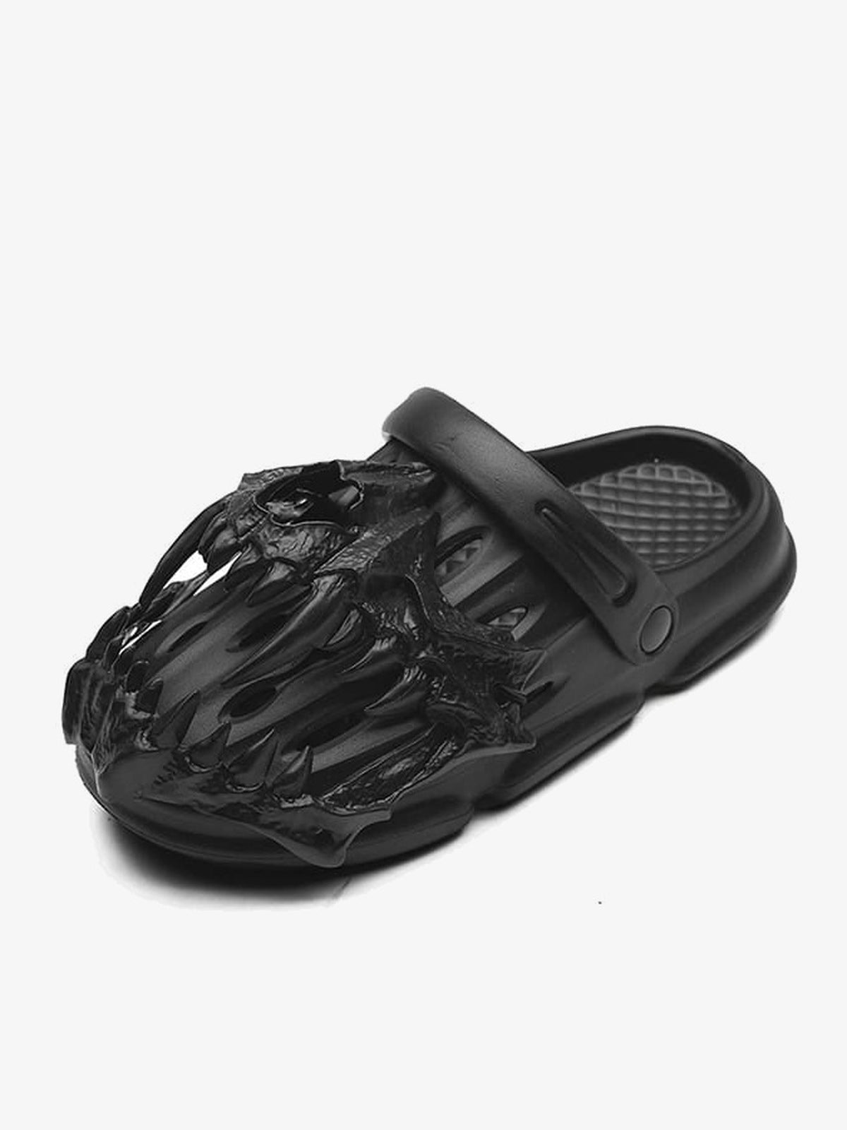 Black Gothic Clogs with Sculpted Claw Upper – Single clog, side view | XoKool