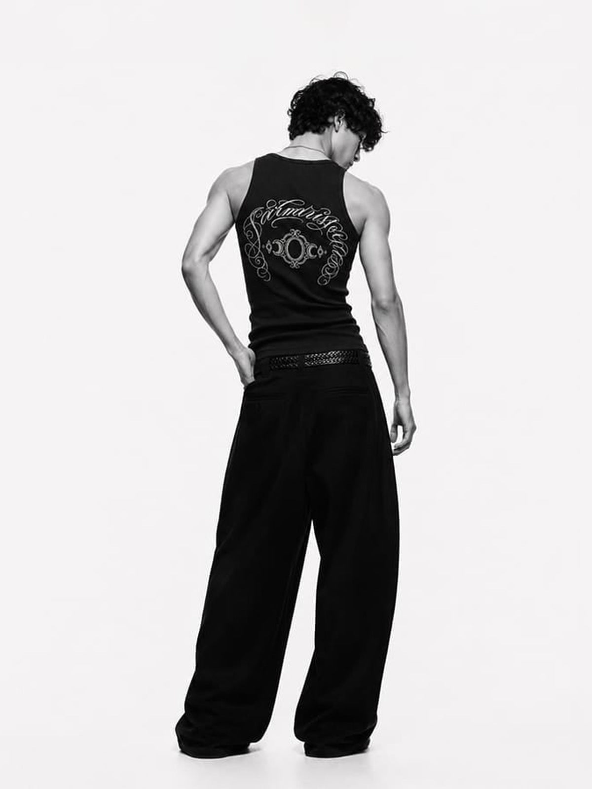 Gothic cross tank top – on model, back | XoKool