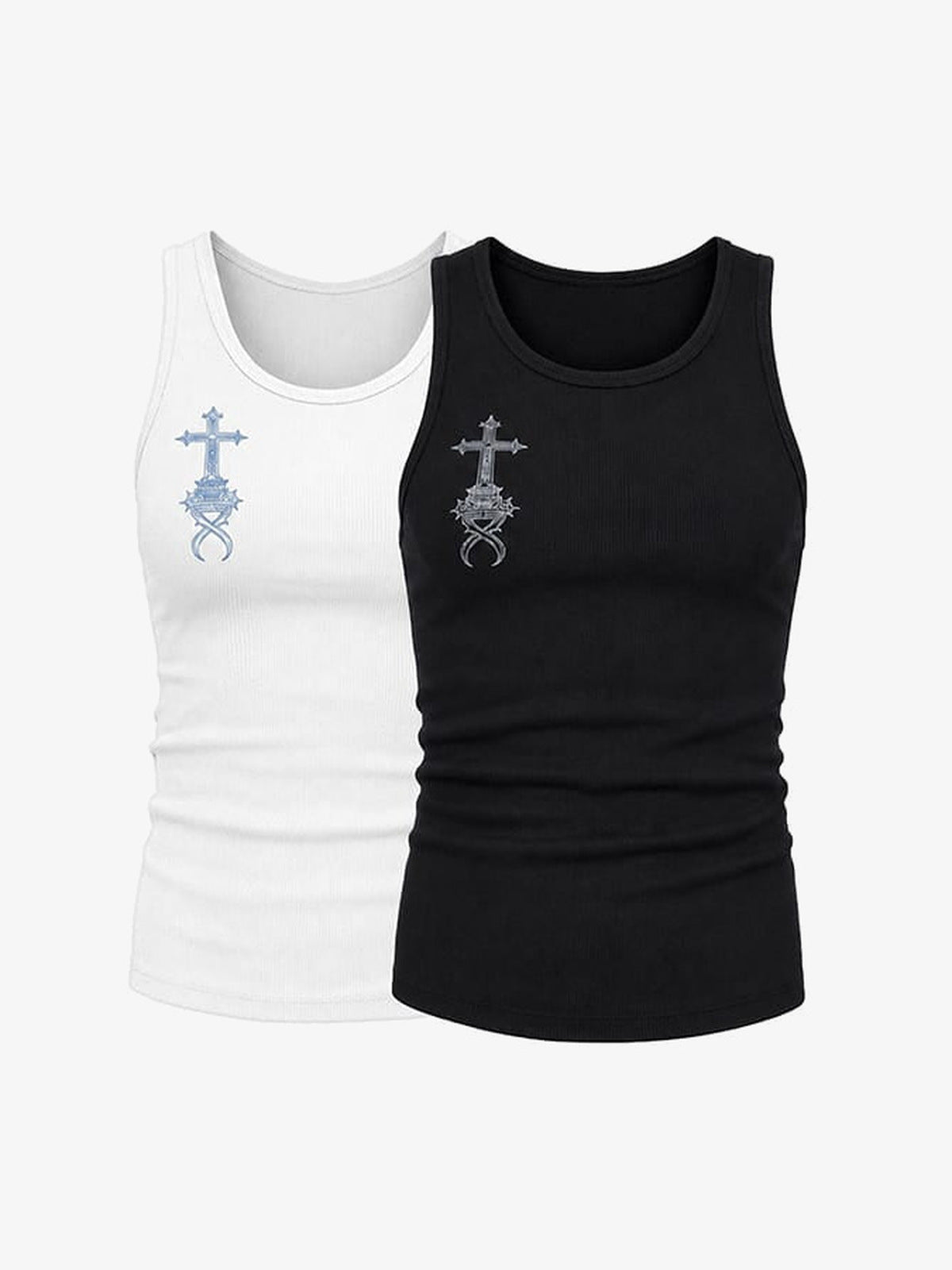 Gothic cross tank top – White and Black flat together | XoKool