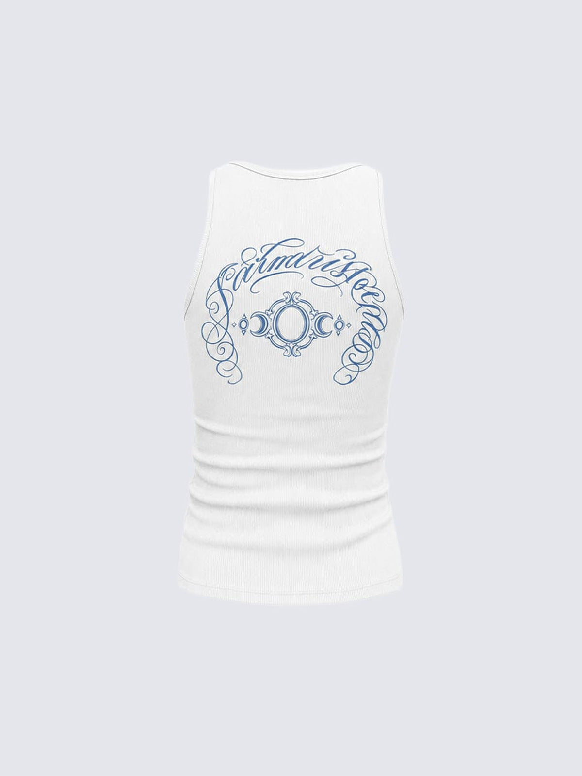 Gothic cross tank top – White, back flat | XoKool