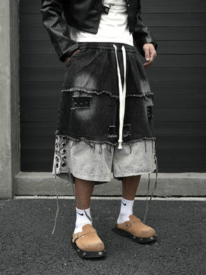 Zweifarbige lange Jorts – am Model, Vorderansicht | XoKool