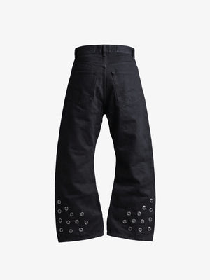 Black Grommet Jeans – back flat lay | XoKool