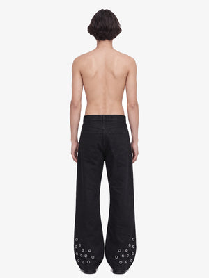 Black Grommet Jeans – on model, back | XoKool