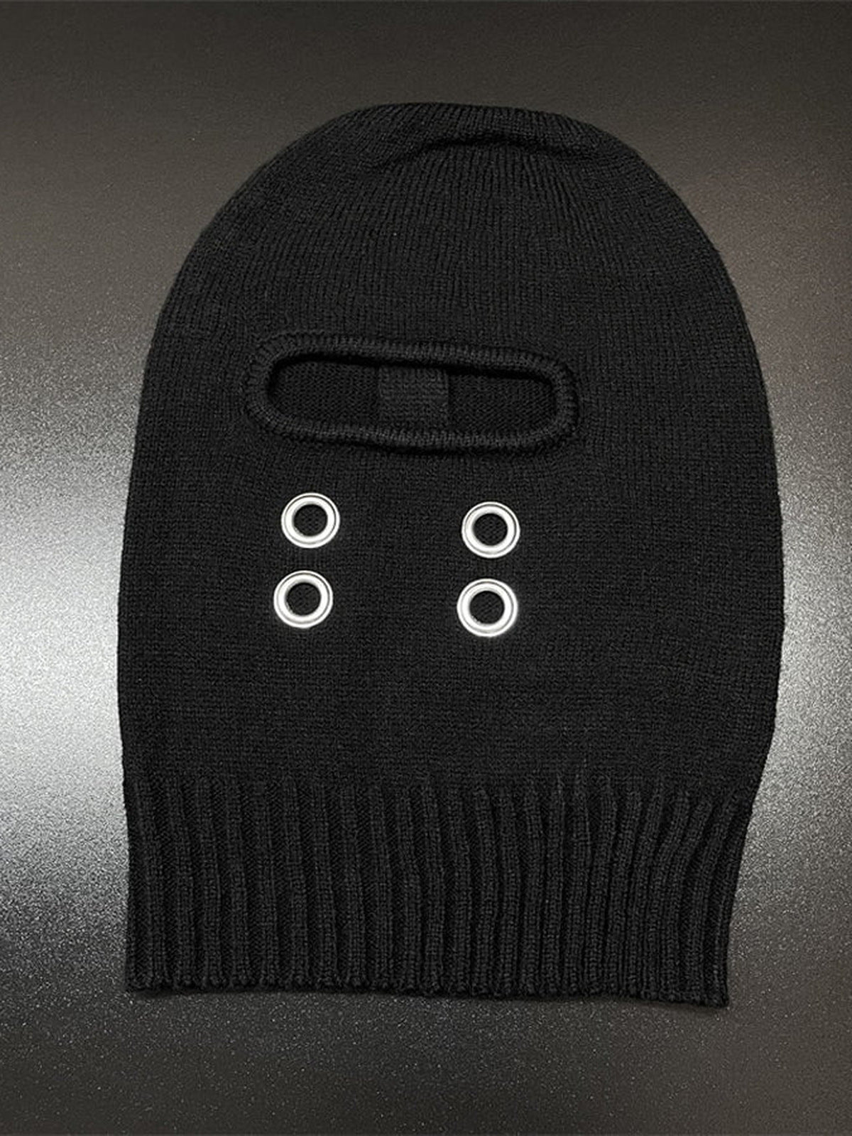 Knit ski mask – flat lay, dark background | XoKool