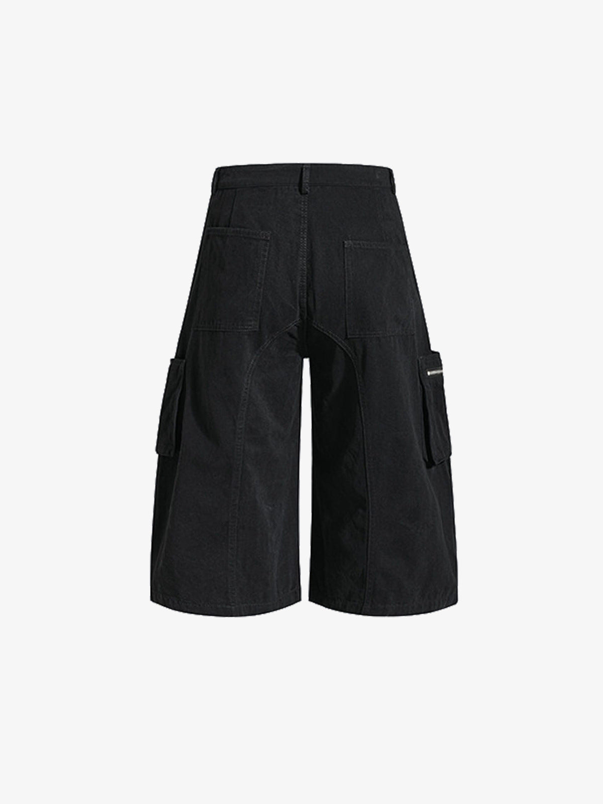 Cargo-Shorts zum Schnüren – Schwarz, Rückansicht flach | XoKool