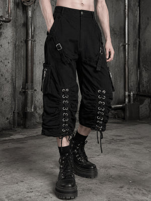 Cargo-Shorts zum Schnüren – Schwarz, am Model von der Seite | XoKool