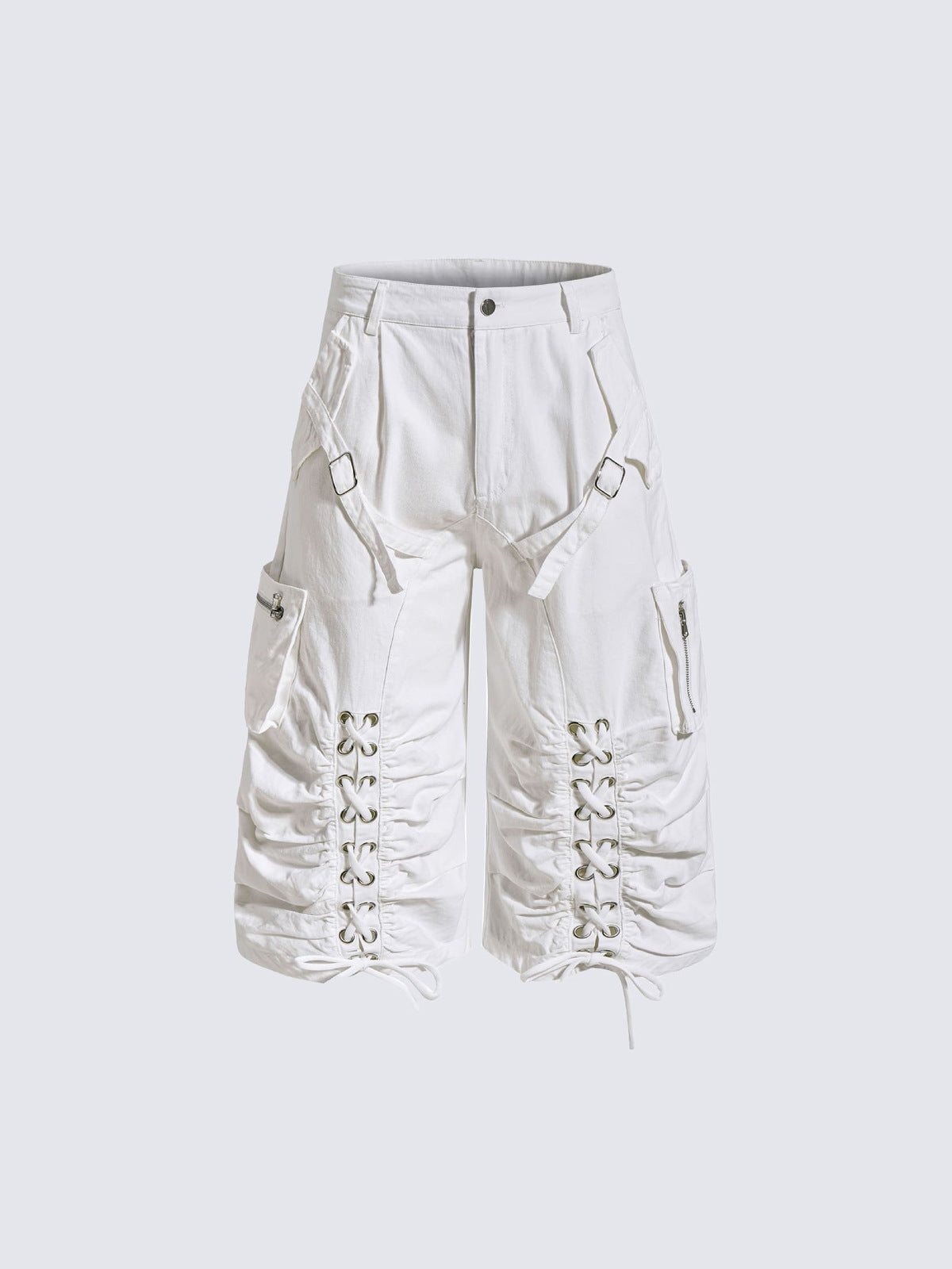 Cargoshorts zum Schnüren – Weiß, vorne flach | XoKool