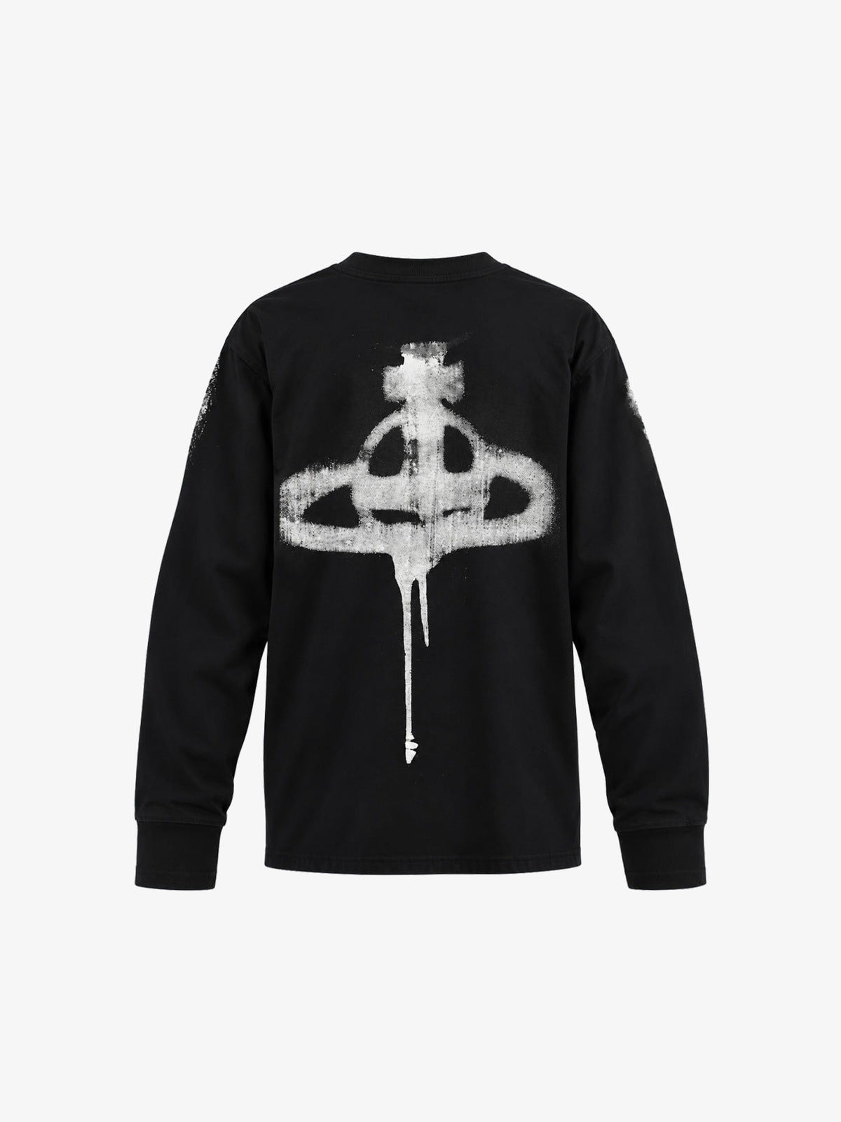 Paint drip long sleeve shirt – Black, back flat | XoKool