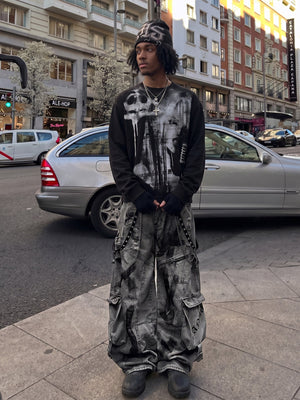 Paint drip long sleeve shirt – on model, street photo | XoKool